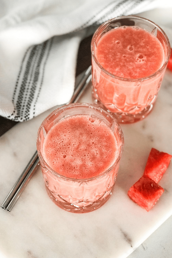 A glass Smoothie and watermelon