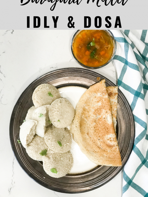 A plate full of millet idli and dosa, along with sambar