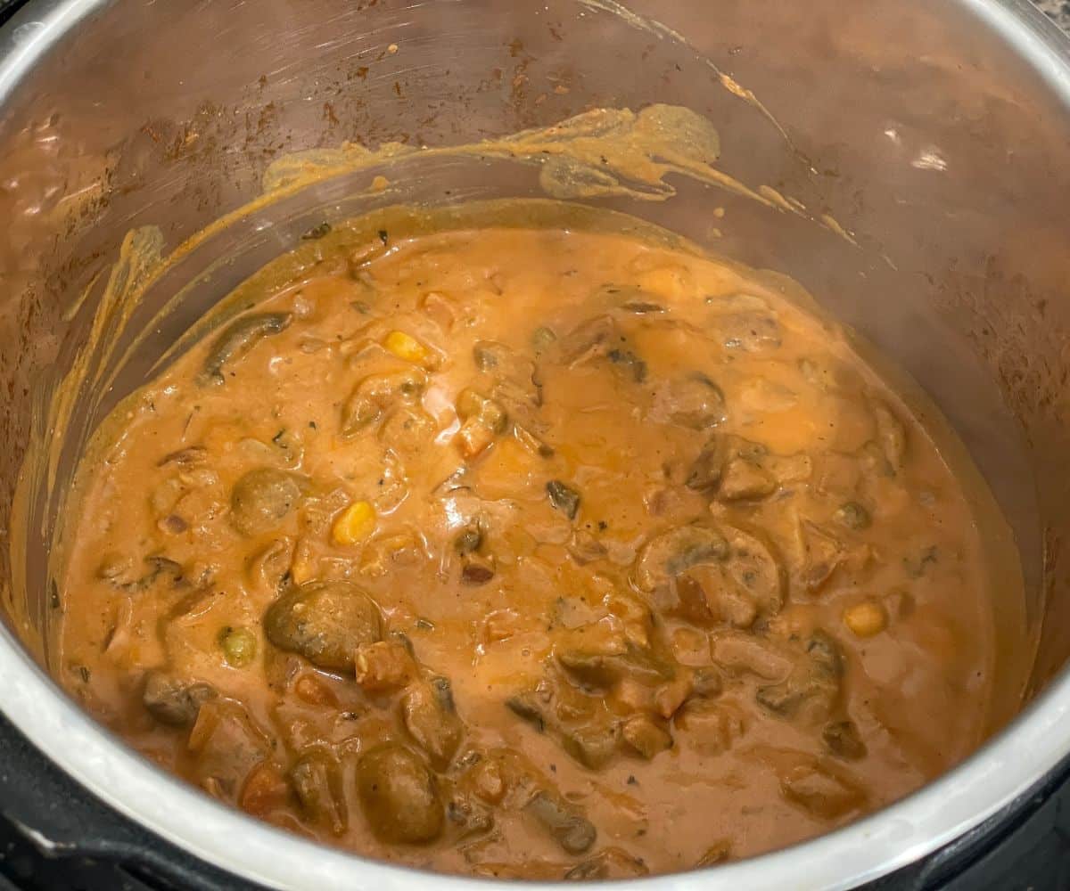 Instant pot is with vegan mushroom curry.