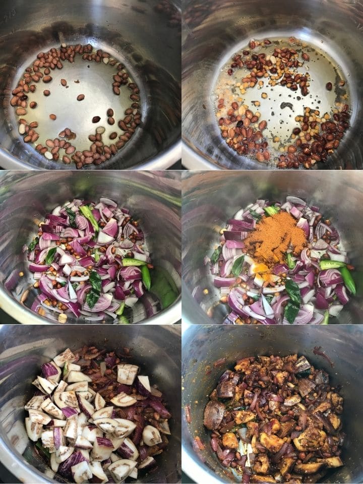 An instant Pot filled with many ingredients along with eggplants