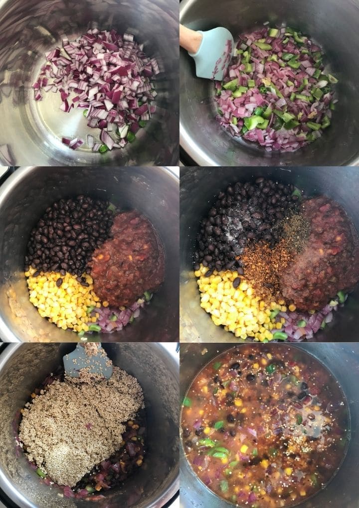 A box filled with an instant pot and many ingredients including quinoa and beans