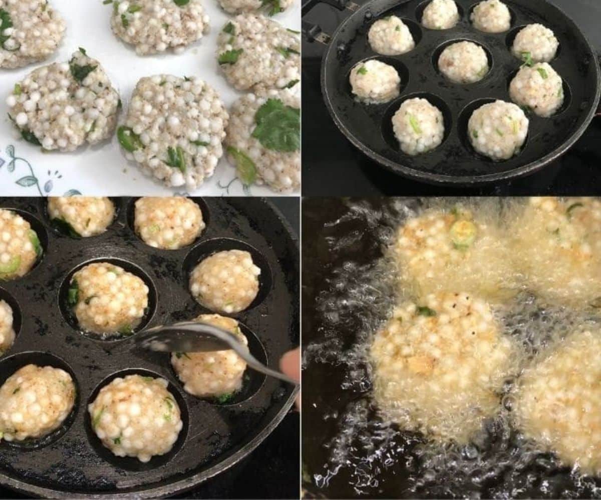 Appe pan and deep fried sabudana vadas.