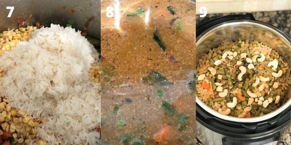 A pot with rice, water and lentils