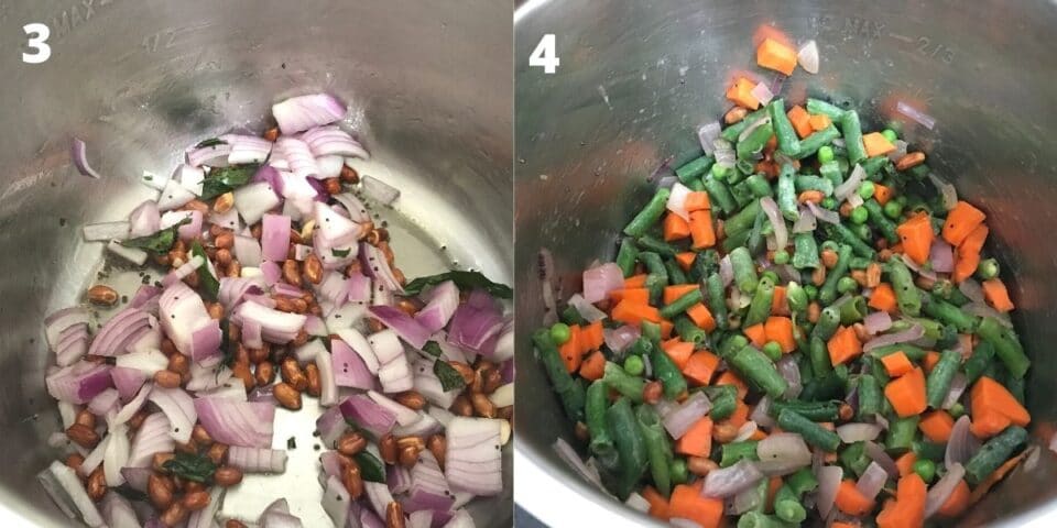 A pot filled with onions and vegetables