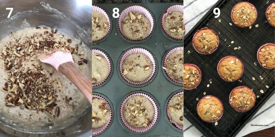 a bowl of muffin batter and muffin tray is on the table