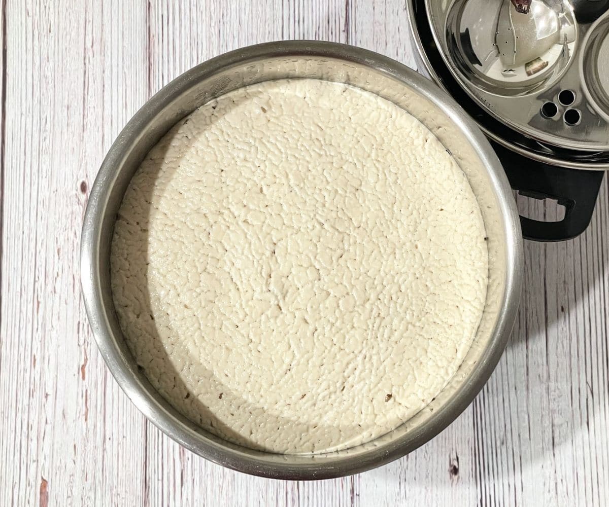 fermented idli batter is on the table.