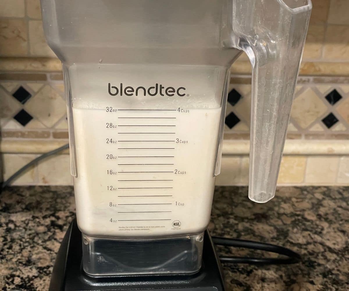 A blender is with smooth idli batter.