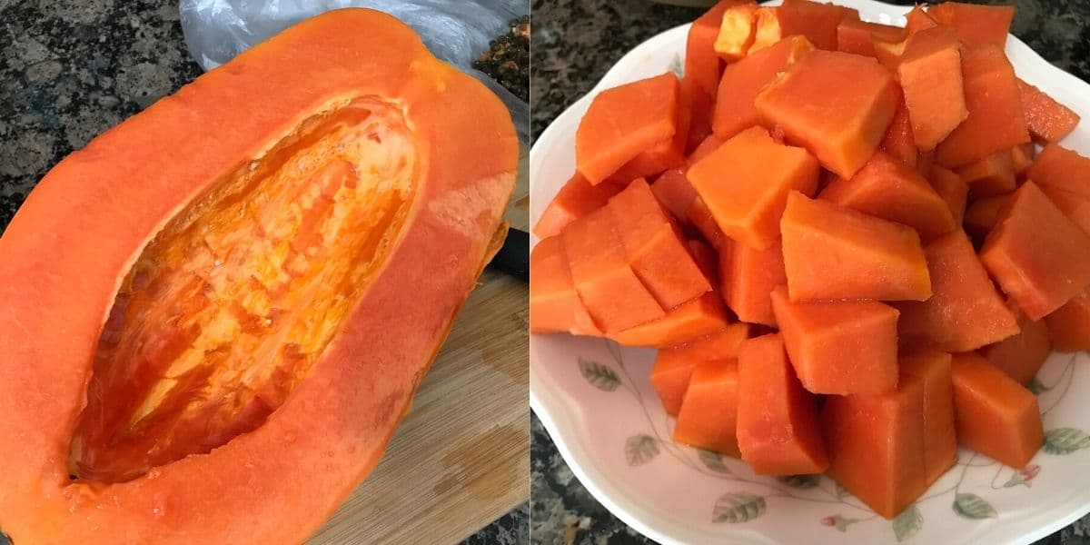 Papaya skinned and chopped