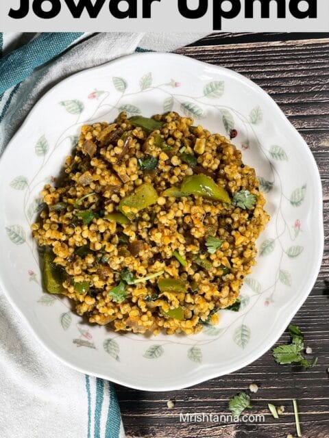 A plate of jowar upma is on the table