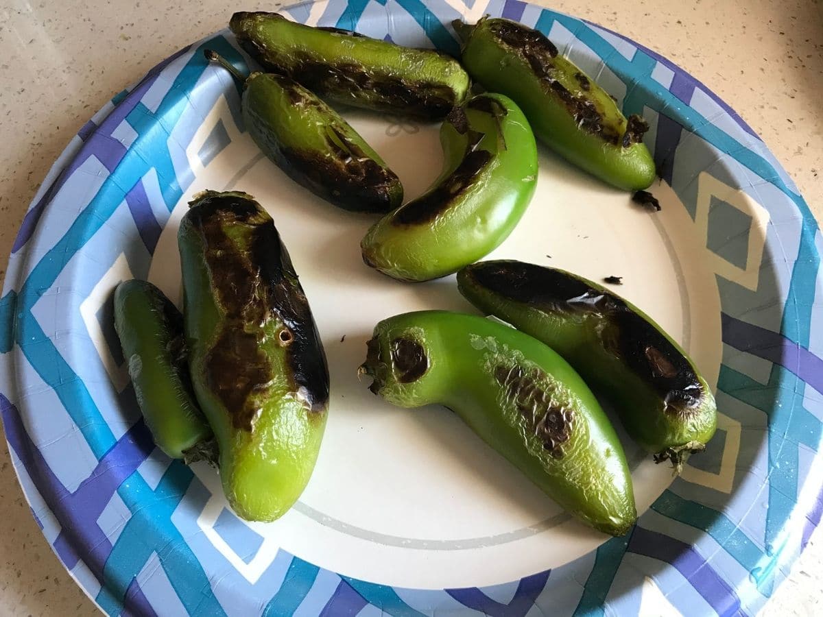 Roasted jalapeno is on the plate