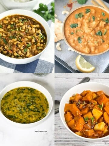 chapati side dishes are filled with different bowls on the table
