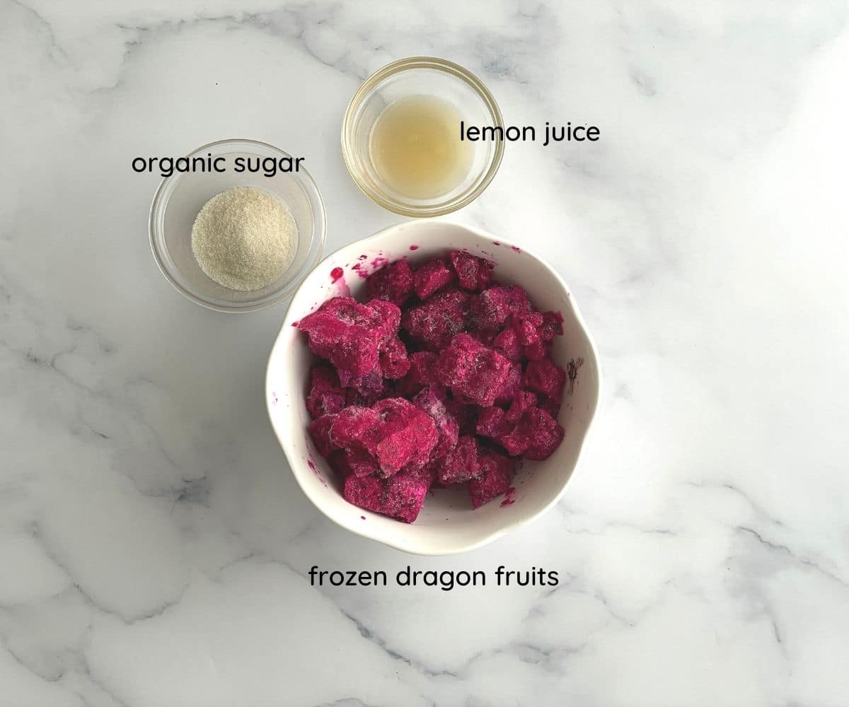 Dragon fruit juice ingredients.