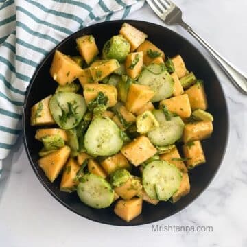 head shot of cantaloupe salad.