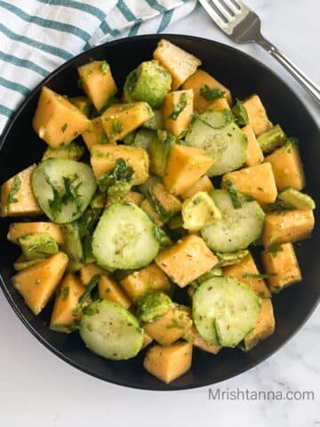 head shot of cantaloupe salad.