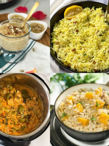 Four dairy free instant pot recipe collage images.