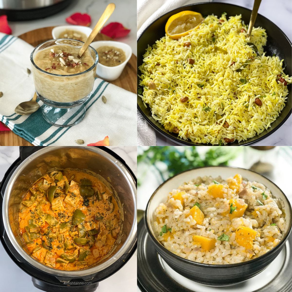 Four dairy free instant pot recipes collage images.