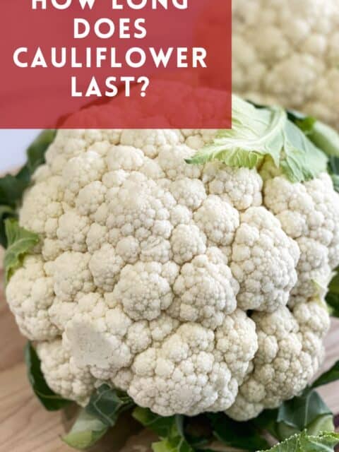 Close up of cauliflower heads.