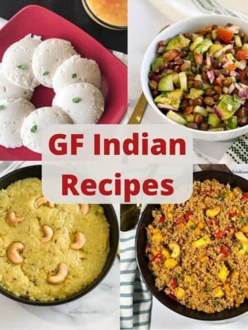 Four bowls are with Indian gluten free recipes.