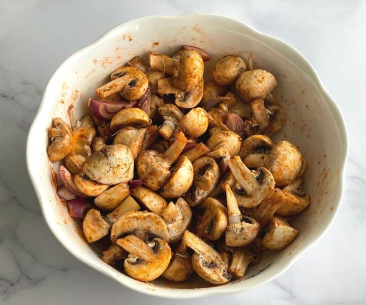 Air Fryer Mushrooms And Onions • Simple Sumptuous Cooking