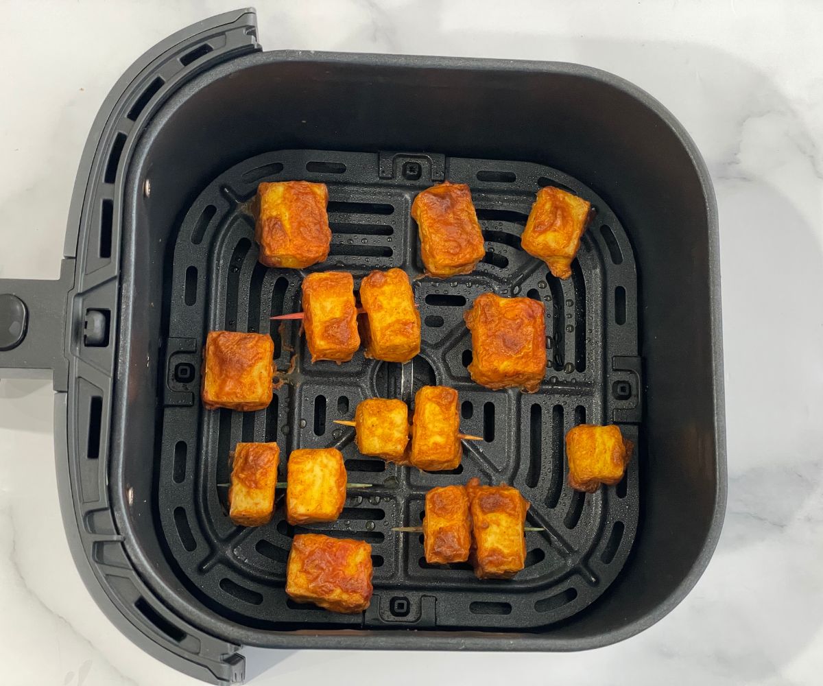 Air fried tandoori tofu is on the table.