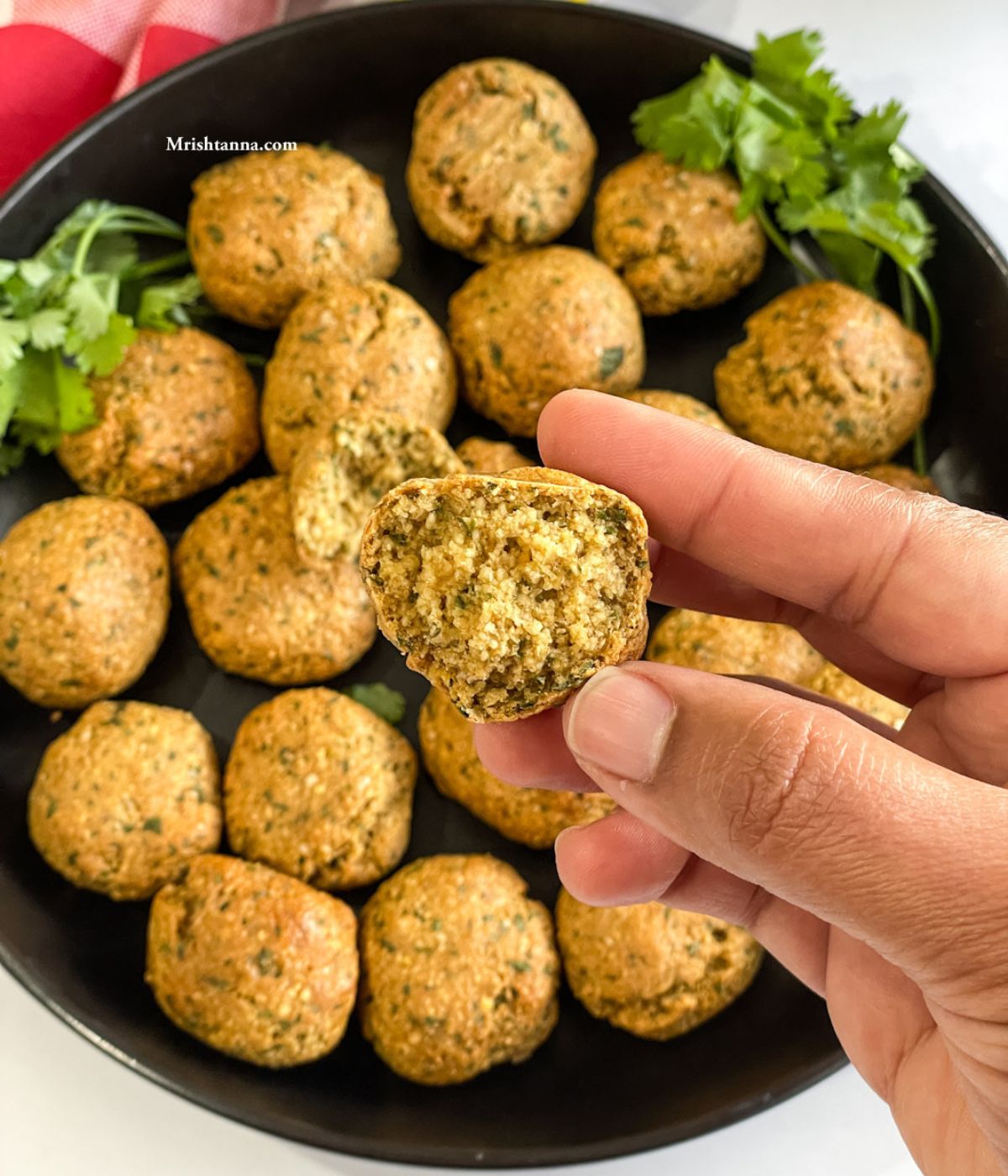 Close up of air fryer falafel. 