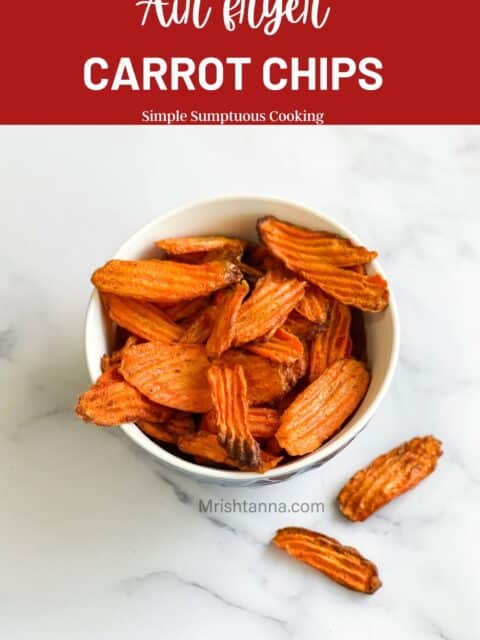 A bowl is filled with carrot chips.