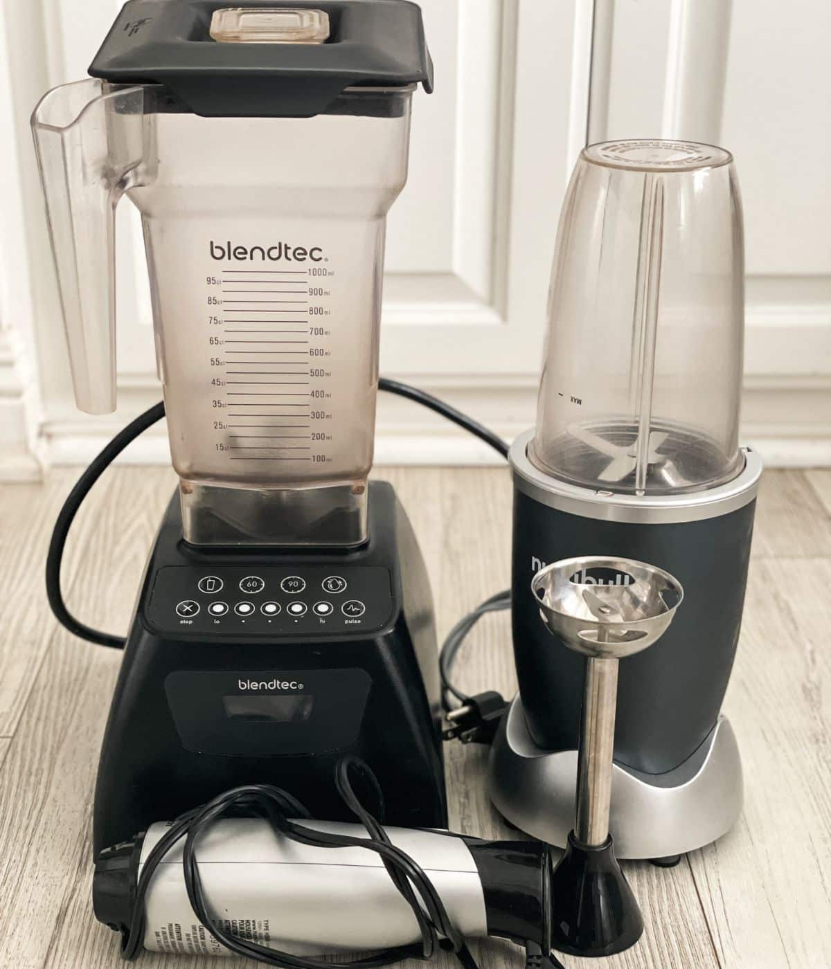 Three blenders on the flour.