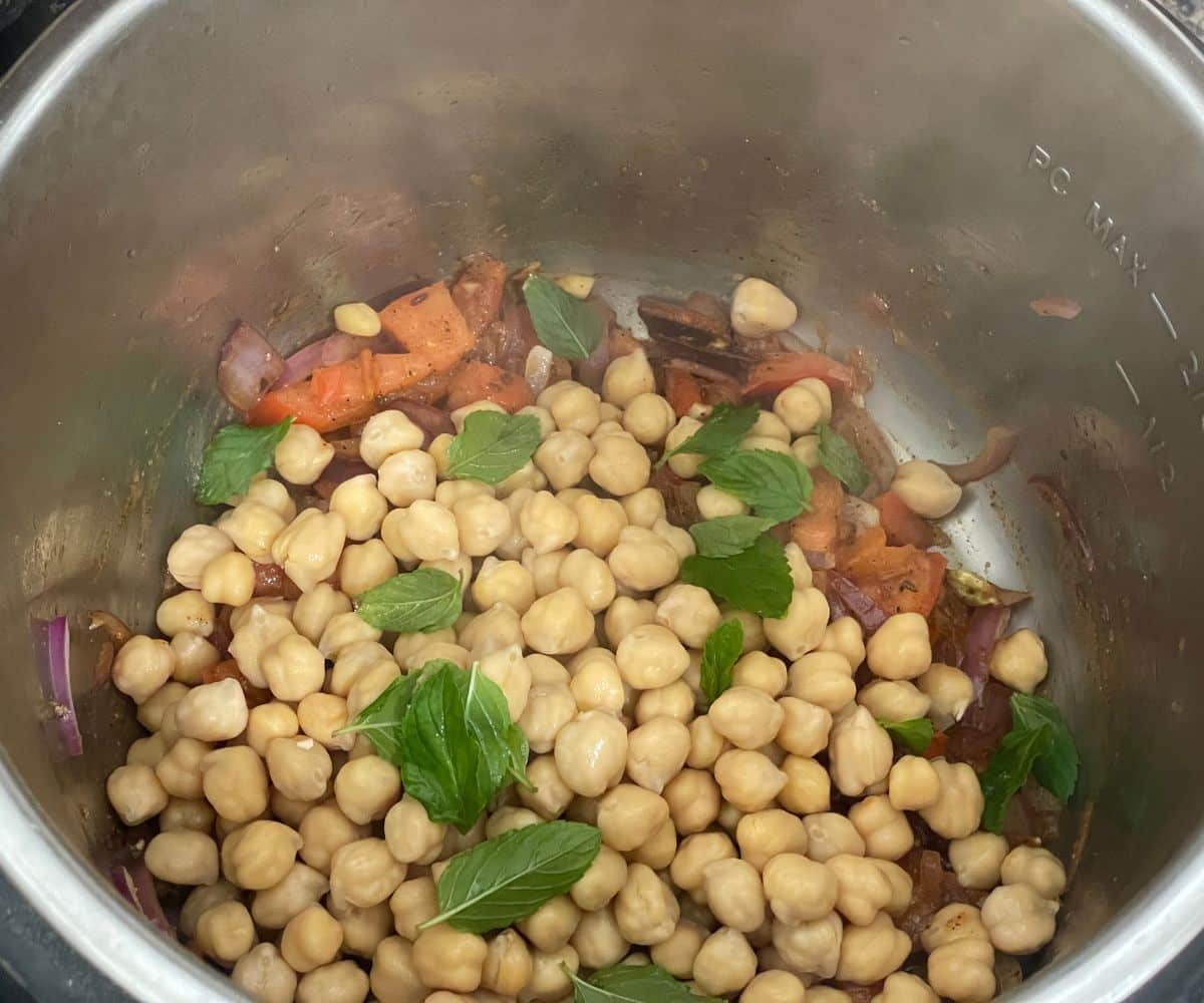 A pot is with chana pulao mixture.
