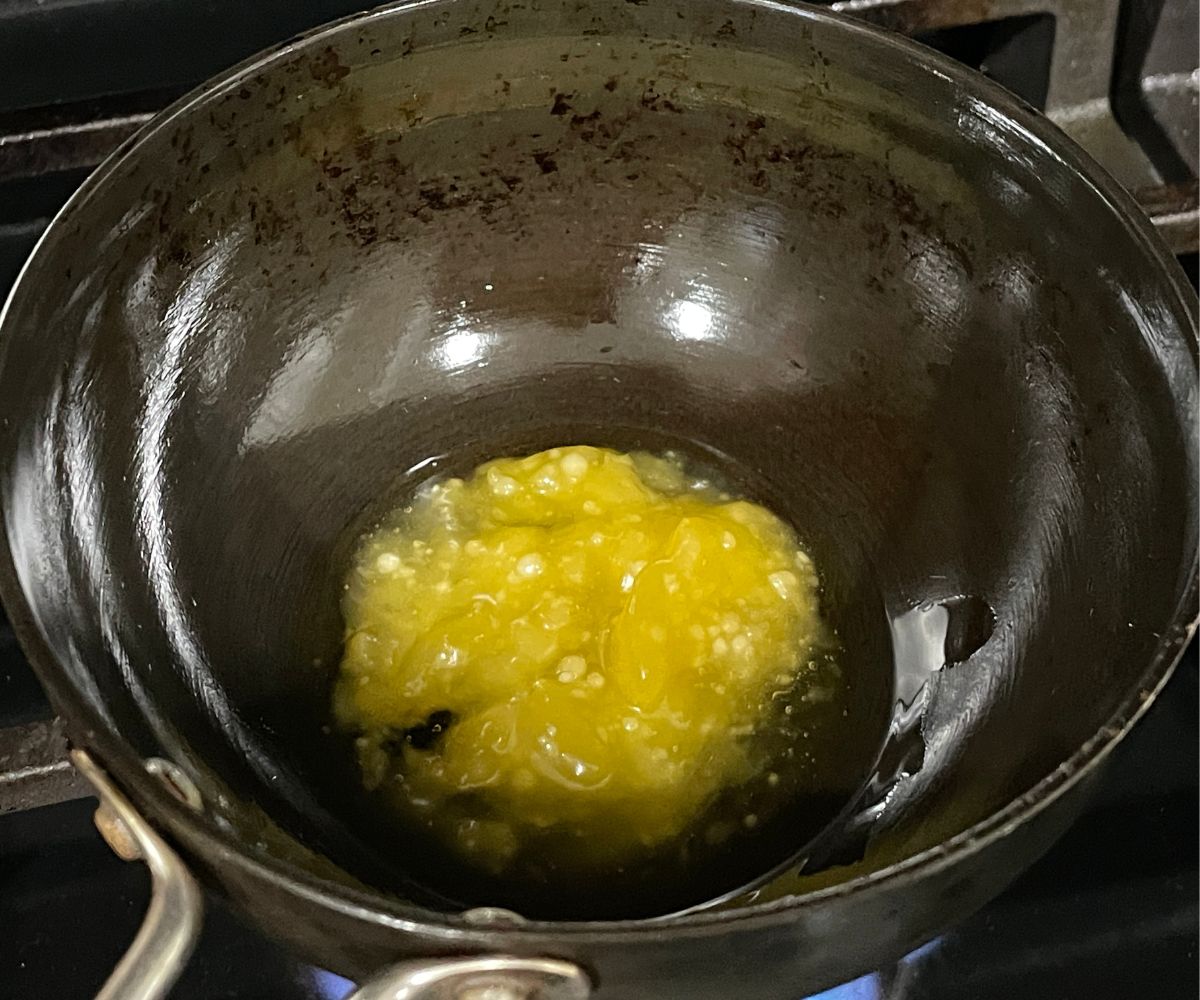 A small pan is with vegan ghee.