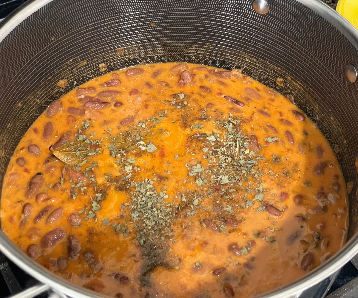 A pot is with Kashmiri Rajma curry.