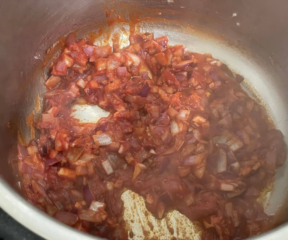 An Instant pot has masalas .