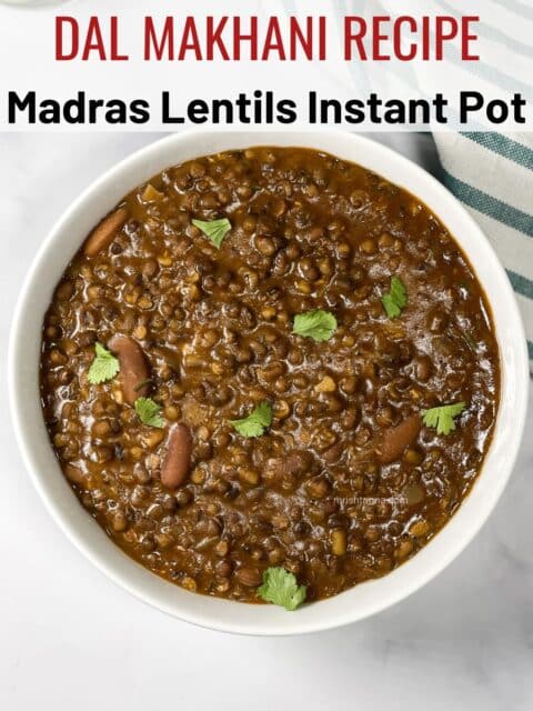 A bowl has Vegan Dal Makhani curry.
