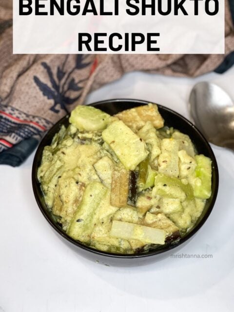 A bowl has Bengali Mixed vegetable curry.